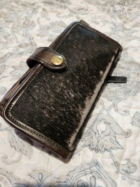 STS Ranchwear Black and Brown Hair-On Leather Wallet